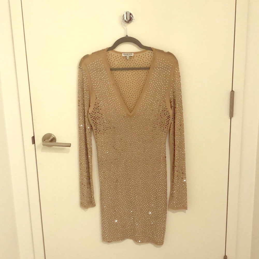 Fashion Nova Mesh Rhinestone Dress